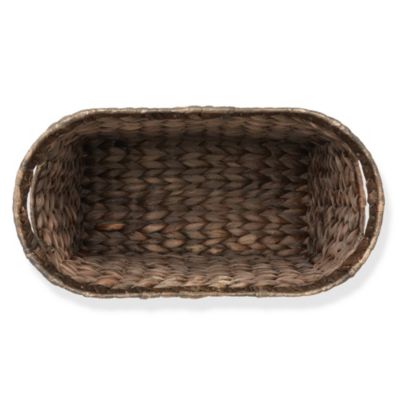 Magazine Holder Basket with Handles - Oval Seagrass Storage Bin for Bathroom, Home Office