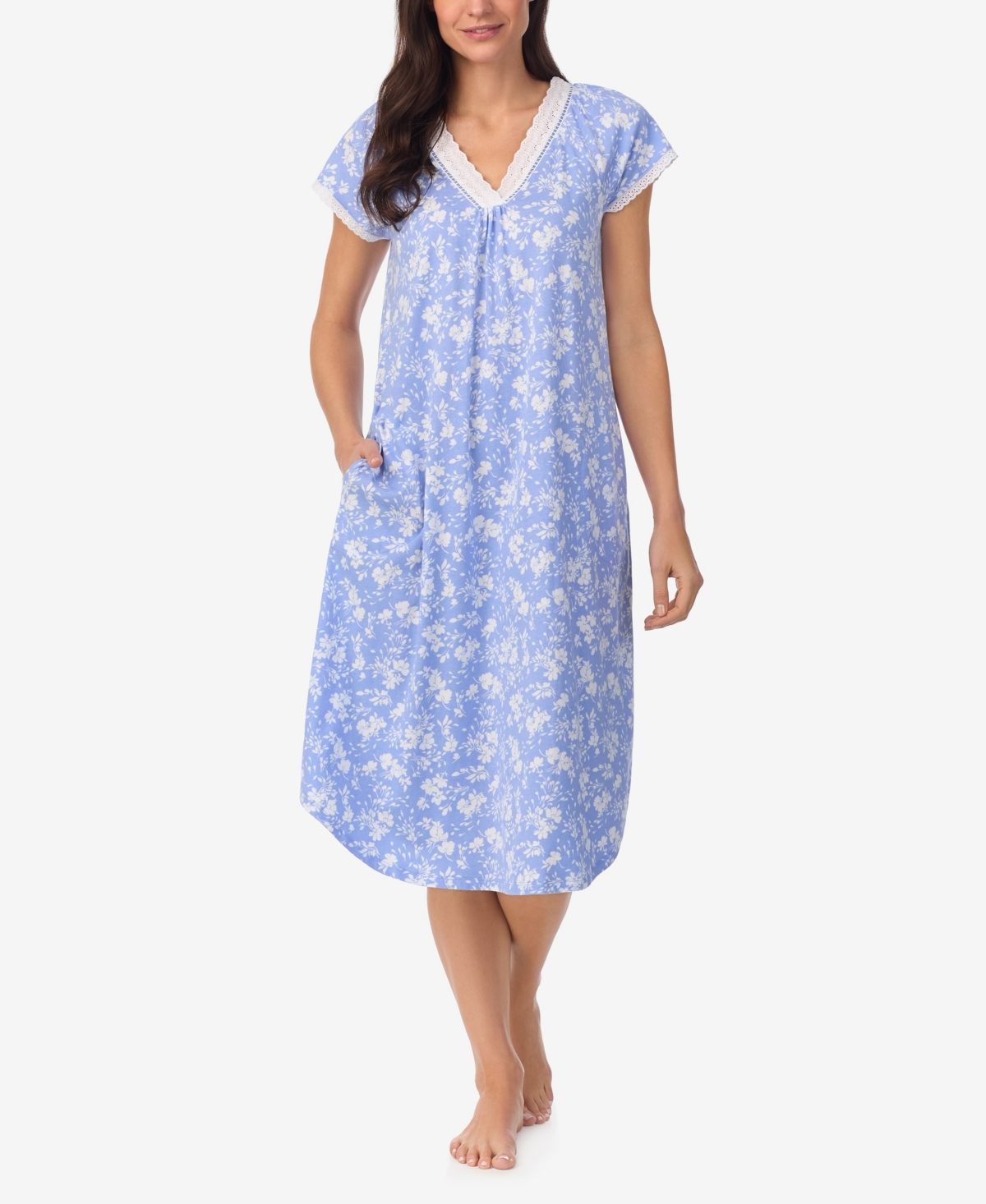 Aria Women s Cap Sleeve Nightgown In White Floral ModeSens