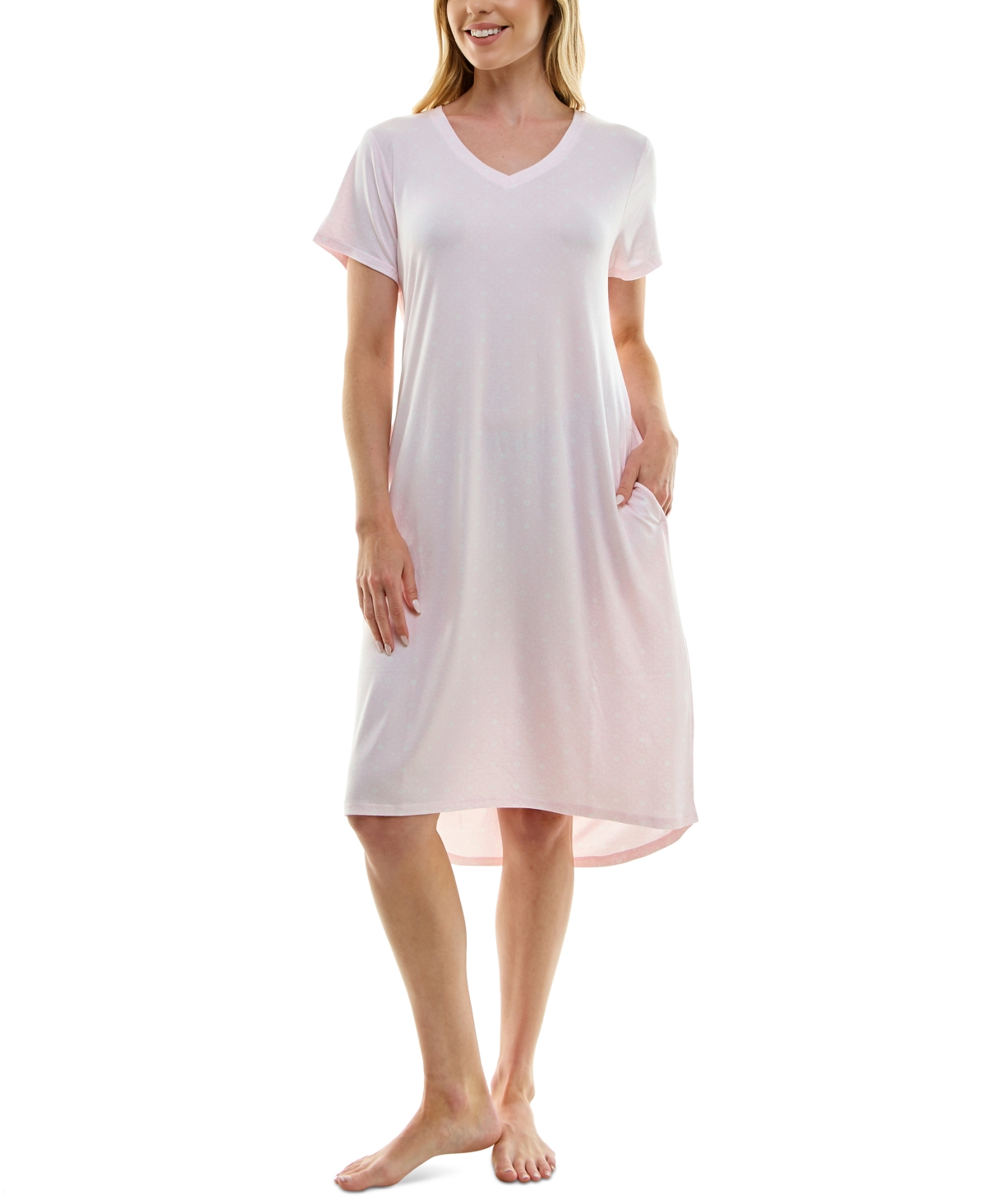 Women's Short-Sleeve V-Neck Sleep Dress - Fabiola Geo