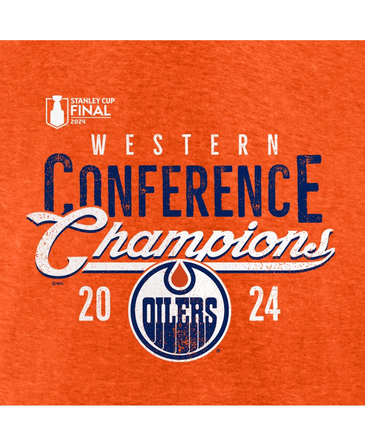 Fanatics Men'sEdmonton Oilers 2024 Western Conference Champions Tri-Blend T-Shirt - Heather Orange