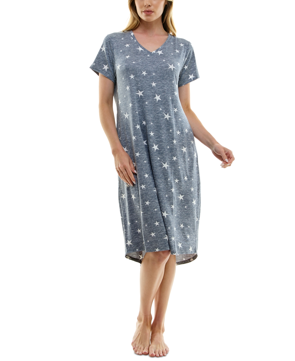 Roudelain Women's Short-Sleeve V-Neck Sleep Dress