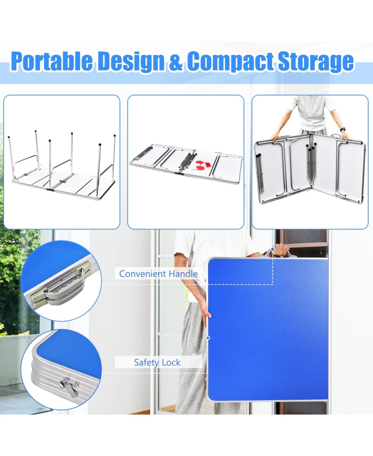 Slickblue Inch Portable Tennis Ping Pong Folding Table with Accessories
