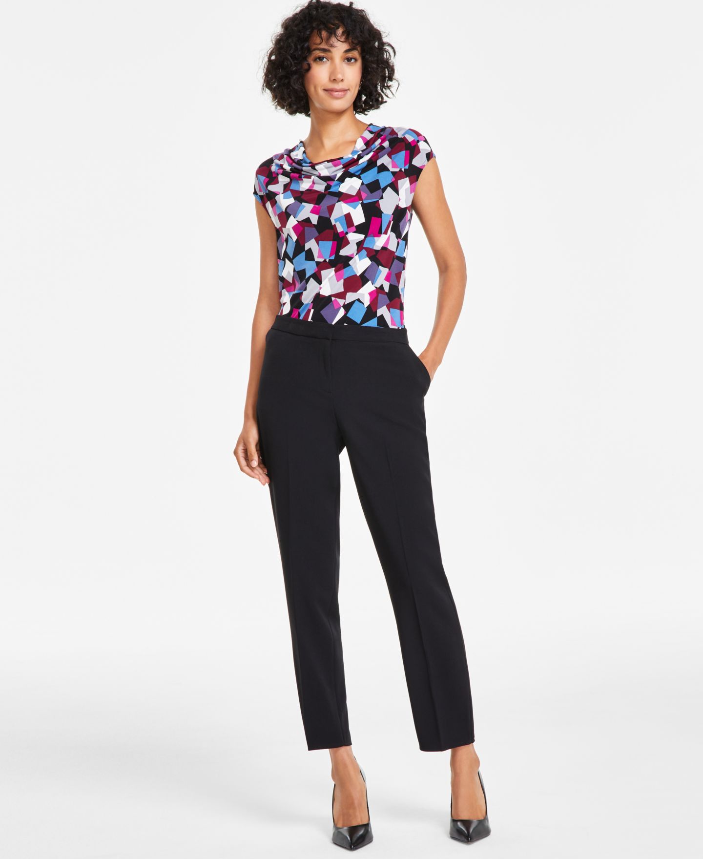 Женские брюки Kasper Lily Straight Ankle Pant, Petite, цвет: Чёрный — фото 1