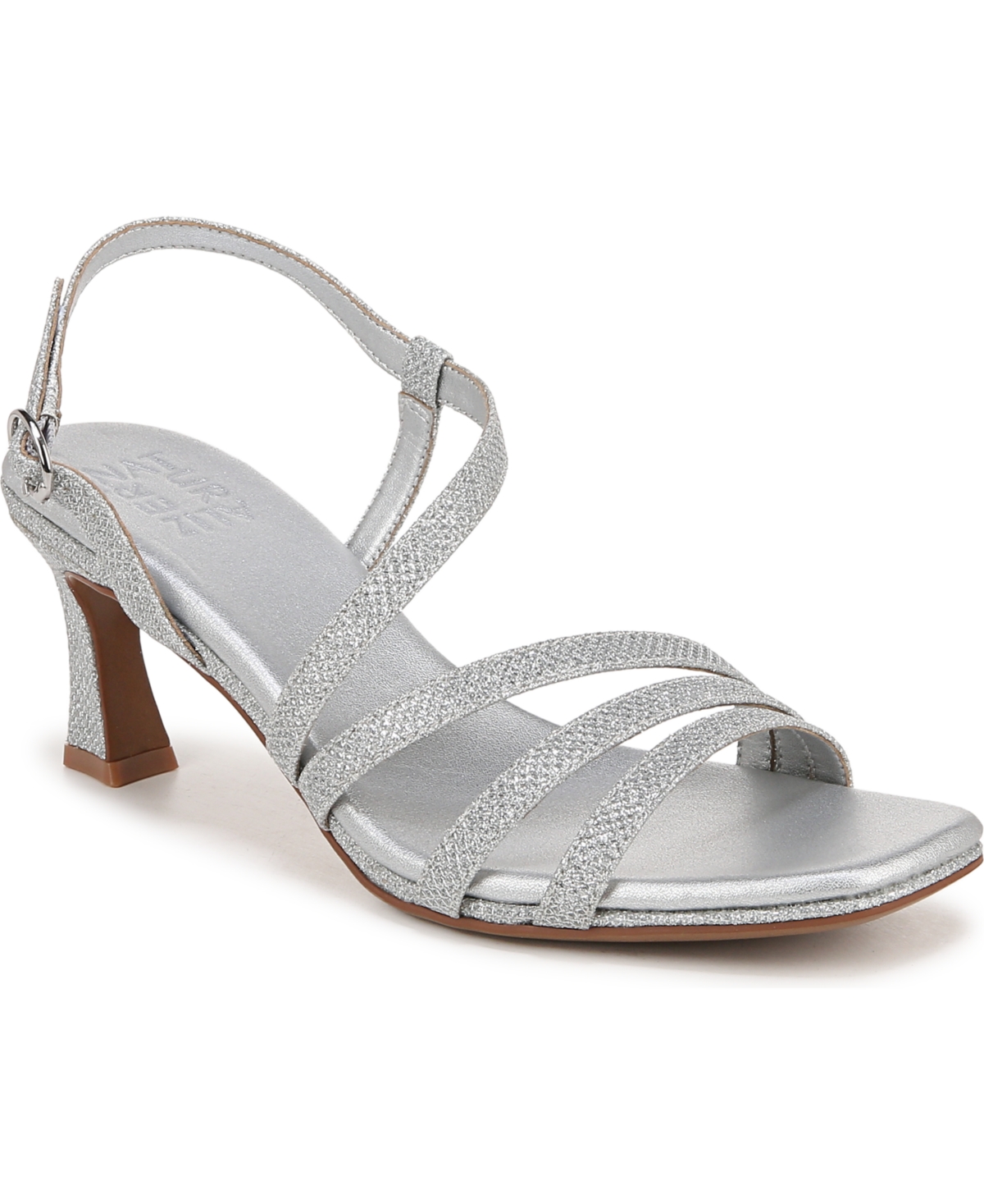 Naturalizer Galaxy Strappy Dress Sandals Silver Glitter Fabric Smart Closet