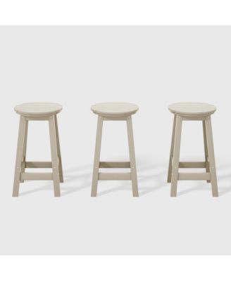 24" HDPE Outdoor Patio Round Counter Height Stool Set of 3