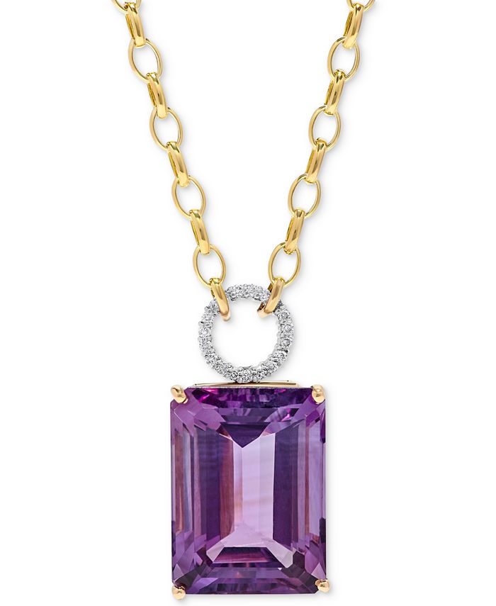 Amethyst 22 ct. T.W. Diamond 1 6 ct. T.W. 17 Pendant Necklace in 14K Gold Amethyst