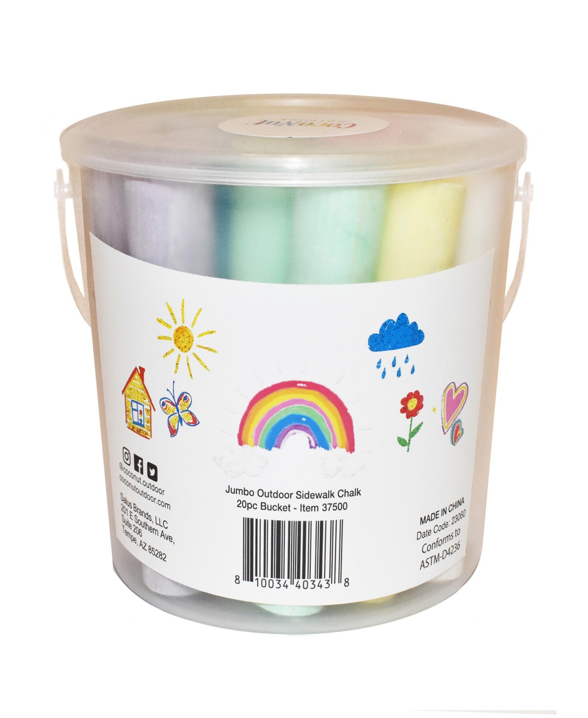Coconut Outdoor Rae Dunn Jumbo Sidewalk Chalk 2 Pack In Multi