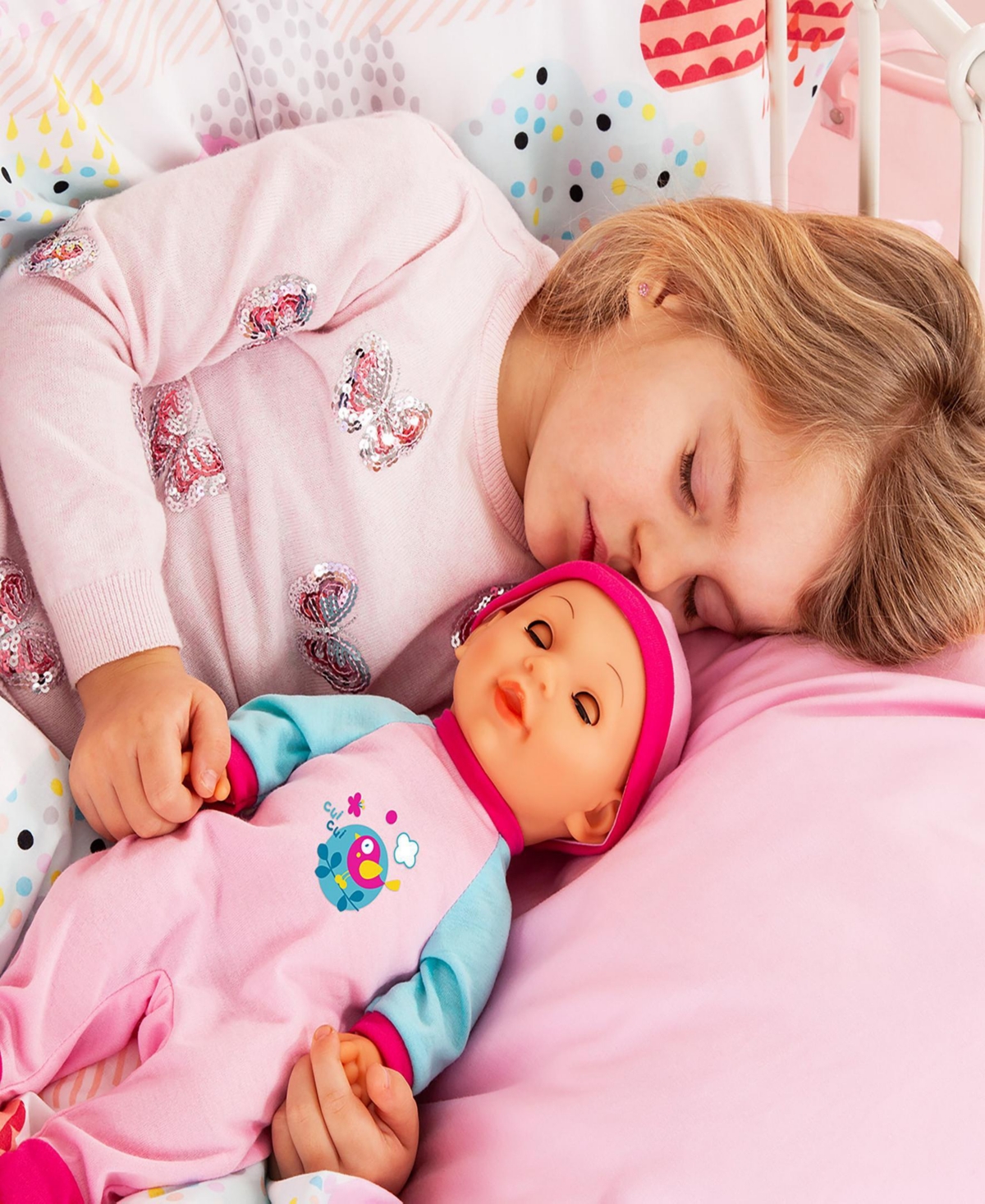 BAYER DESIGN BIRD PINK BOUNCY BABY DOLL 