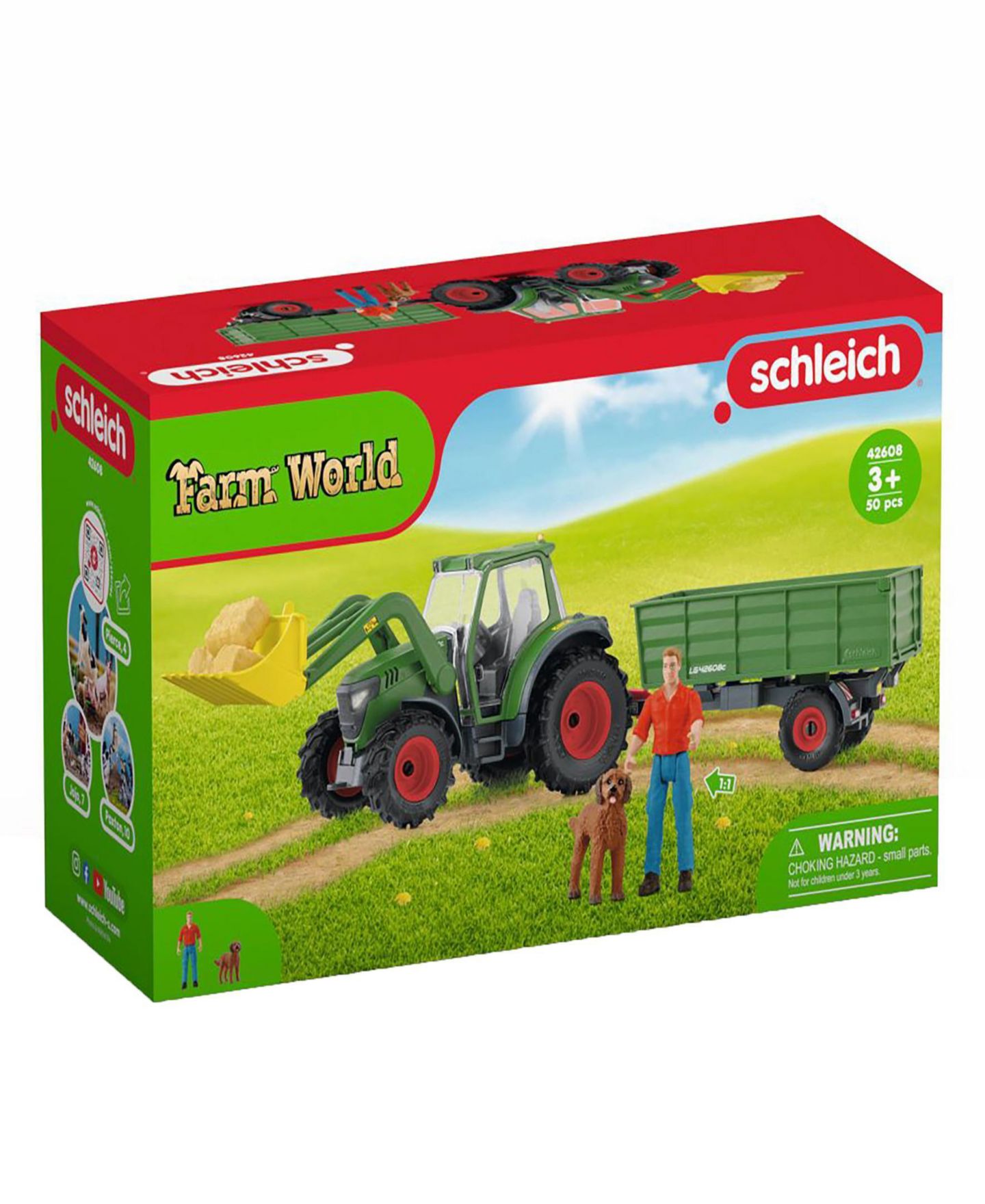 Детские фигурки Schleich Farm World Front End Loader 8-Piece Tractor With Trailer Playset, Ages 3+ — фото 1