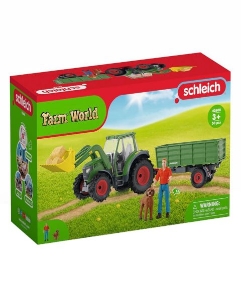 Детские фигурки Schleich Farm World Front End Loader 8-Piece Tractor With Trailer Playset, Ages 3+