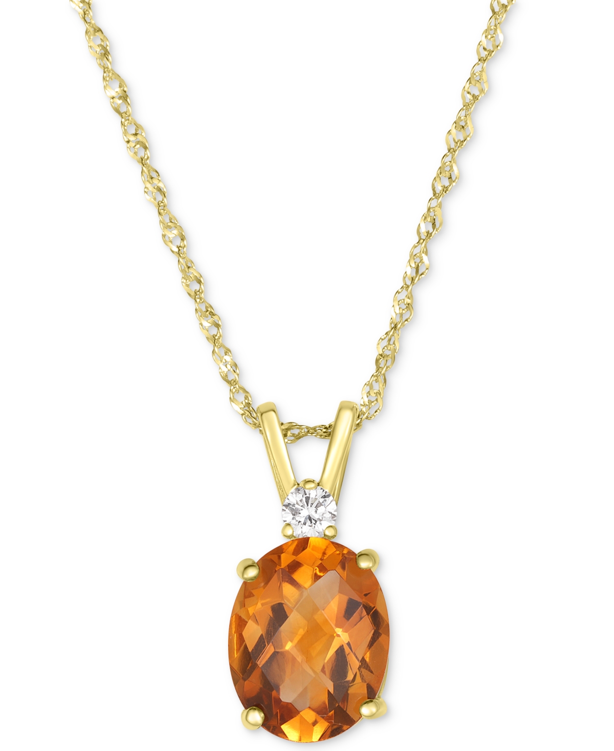 MACY'S AMETHYST (1-1/2 CT. T.W.) & DIAMOND ACCENT OVAL PENDANT NECKLACE IN 14K GOLD, 16" + 2" EXTENDER (ALS 