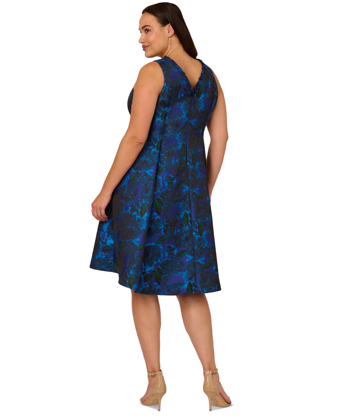 Adrianna Papell Plus Size Floral Jacquard Sleeveless Fit & Flare Dress