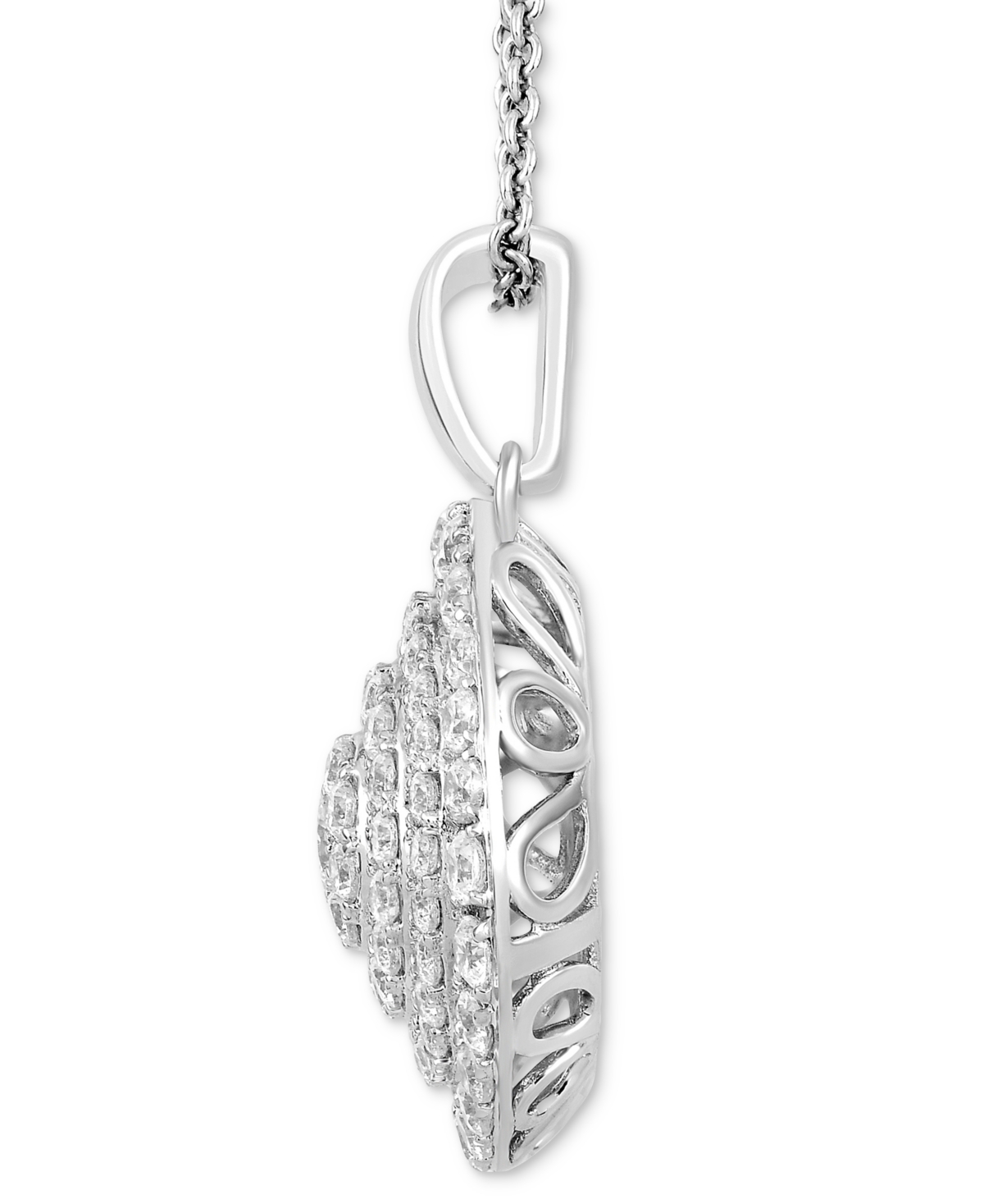 Diamond Concentric Circle Pendant Necklace (1 ct. t.w.) in 10k + extender - White Gold