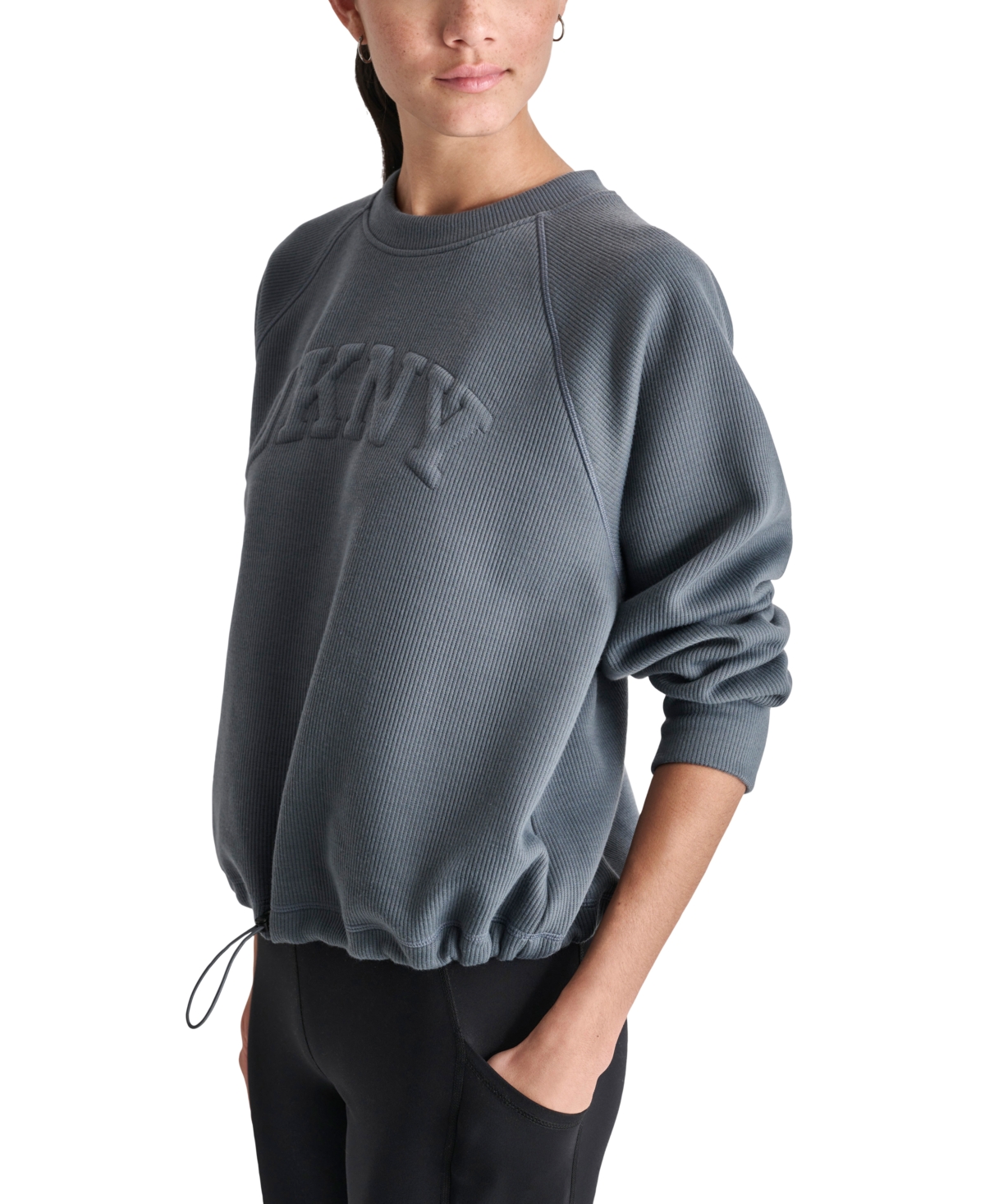 Dkny Sport Women's Varsity Puffed Logo Drawcord Sweatshirt