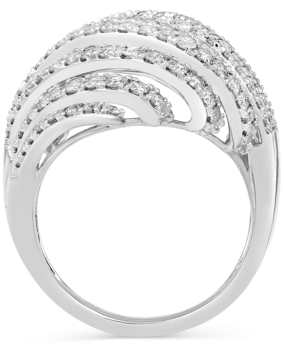 Macy's Diamond Multirow Statement Ring (2 Ct. T.w.) In 10k White Gold In White Gold