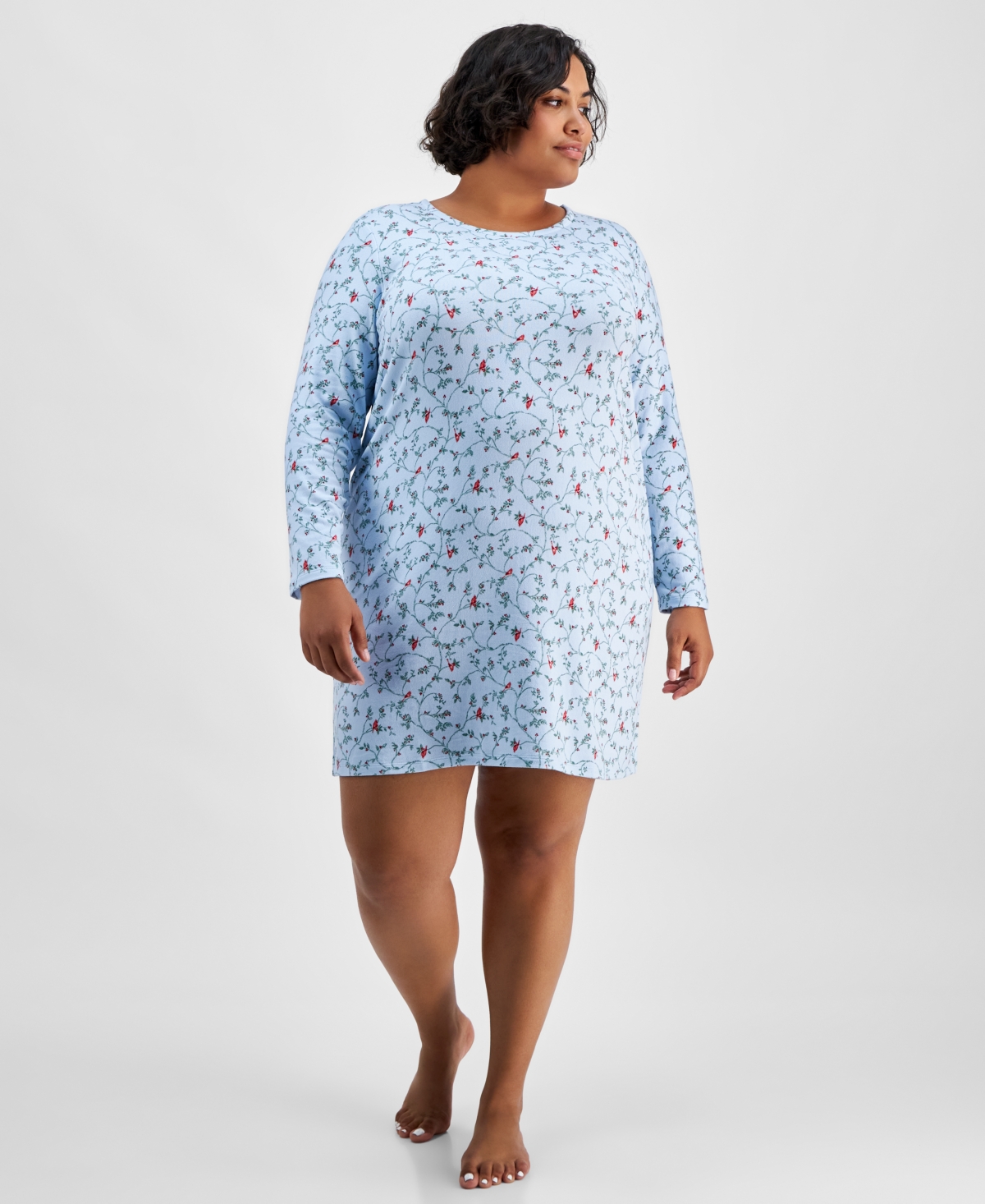 Charter Club Plus Size Soft Knit Printed Sleepshirt Created For Macy s In Cardinal Blue ModeSens