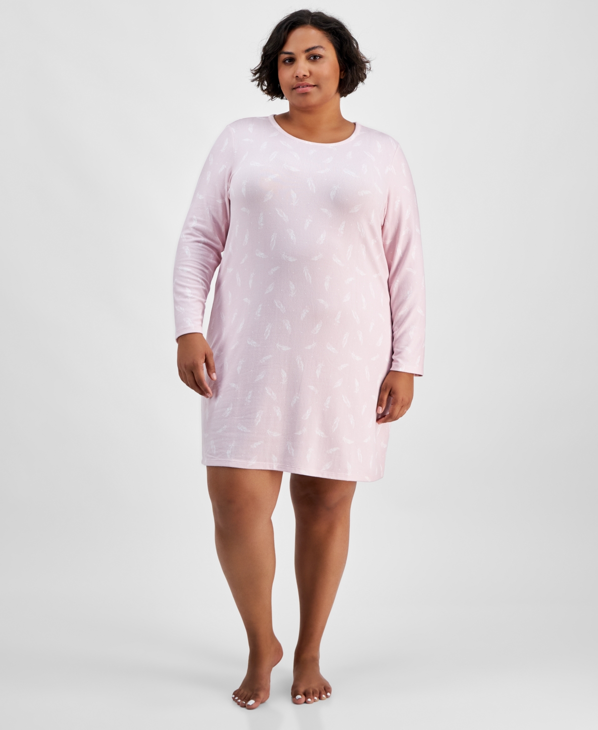 CHARTER CLUB PLUS SIZE SOFT KNIT PRINTED SLEEPSHIRT, CREATED FOR MACY'S 