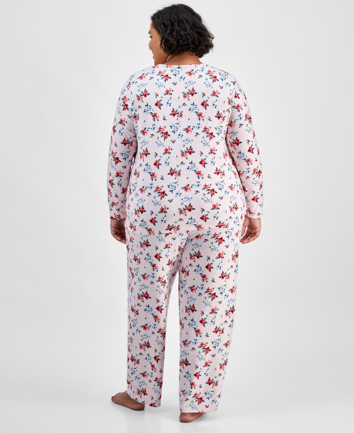 Charter Club Plus Size 2-Pc. Soft Knit Floral Pajamas Set, Created for Macy's