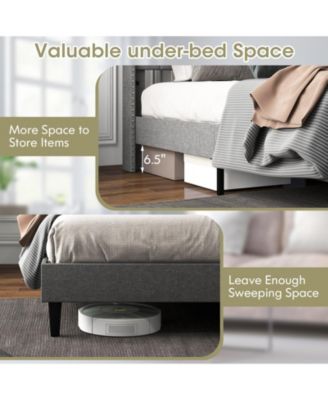 Full Size Upholstered Platform Bed with Button Tufted Headboard-Full Size