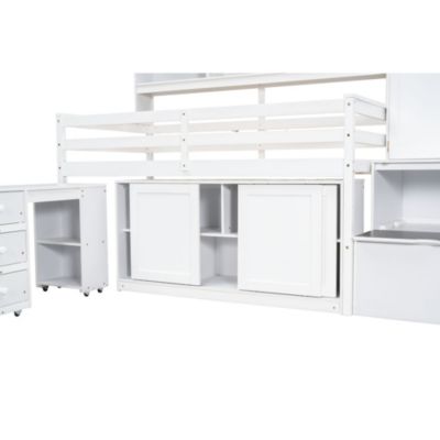 Streamdale Twin Loft Bed with Desk, Storage & Shelves