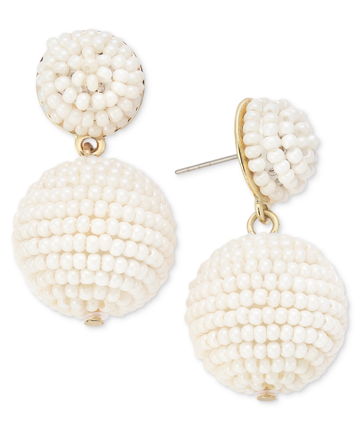 On 34th Seed Bead Embellished Drop Earrings, Created For Macy's In Gold