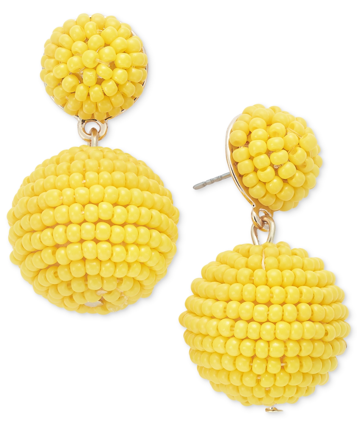 Seed Bead Embellished Drop Earrings, Created for Macy's - Gold