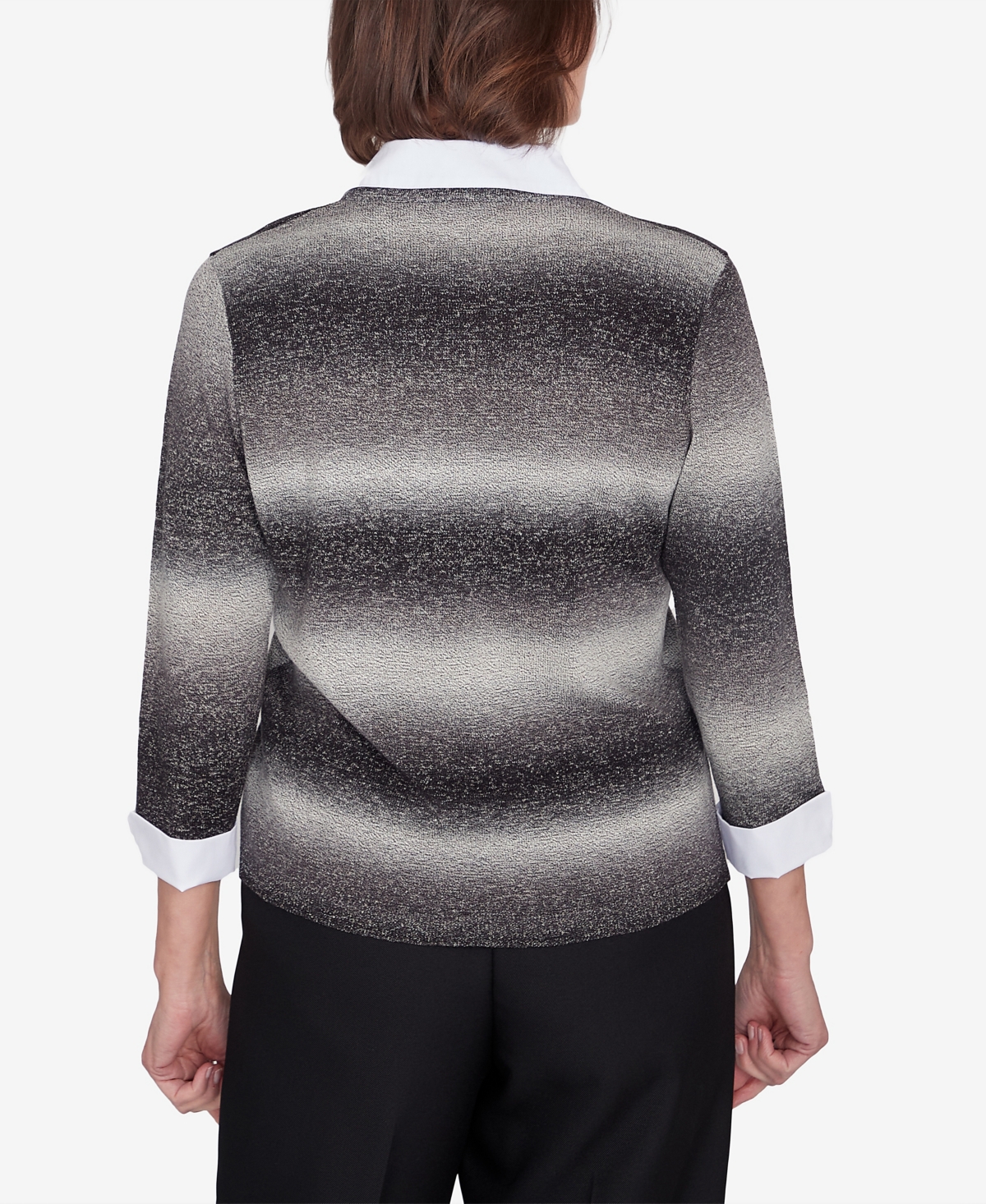 Alfred Dunner Classic Chevron Ombre Woven Sweater In Neutral