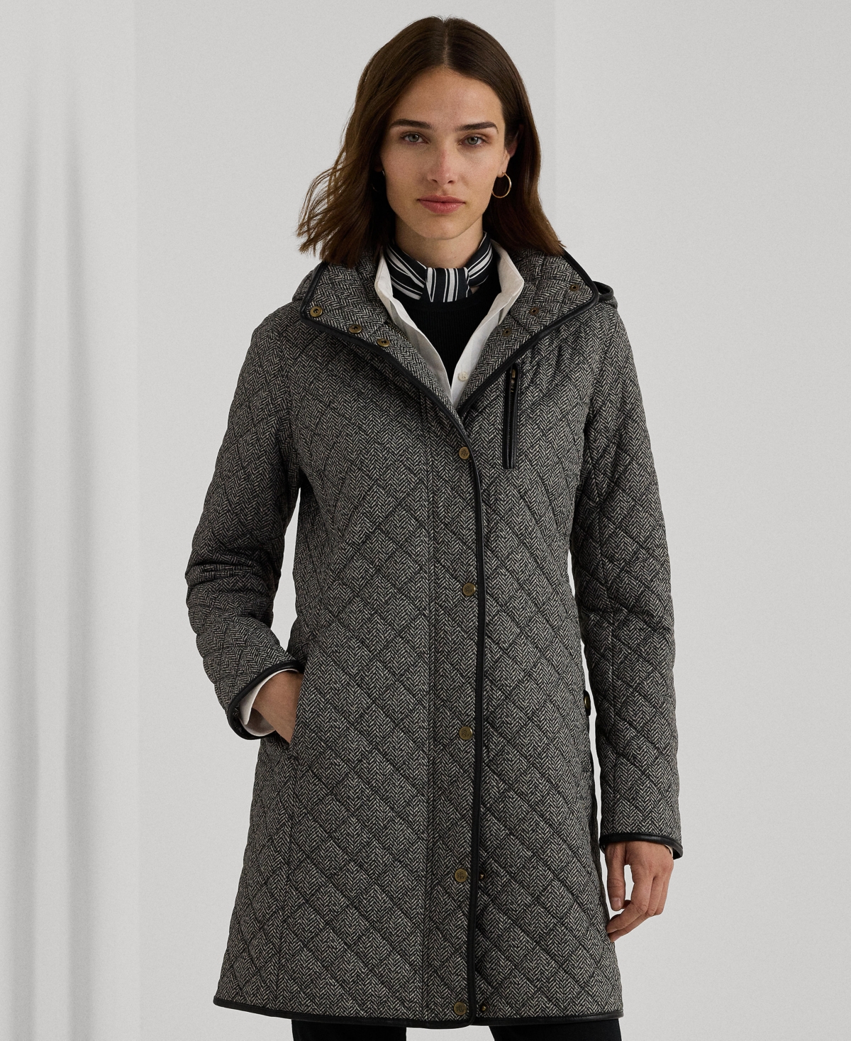 Lauren Ralph Lauren Women's Hooded Quilted Coat -Cream