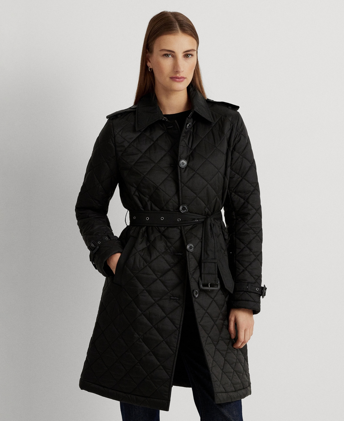Lauren Ralph Lauren Women's Belted Velboa-Lined Quilted Trench Coat