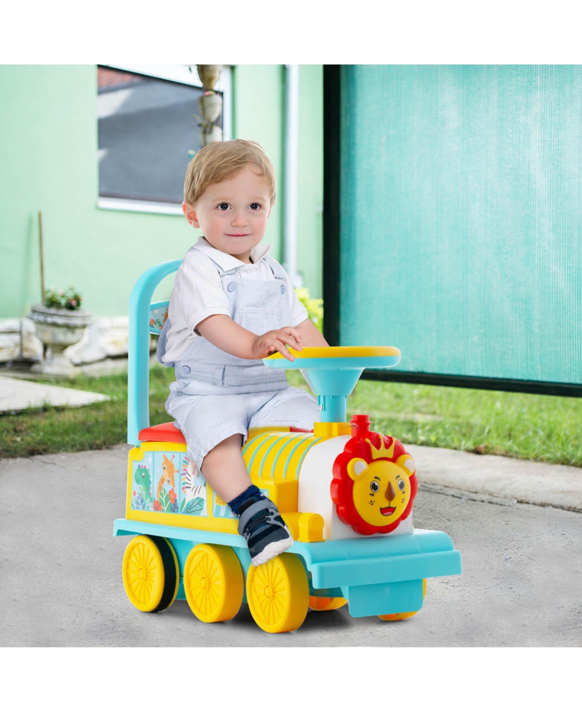 Sugift 6V Electric Kids Ride On Car Toy Train with 16 Pieces Tracks
