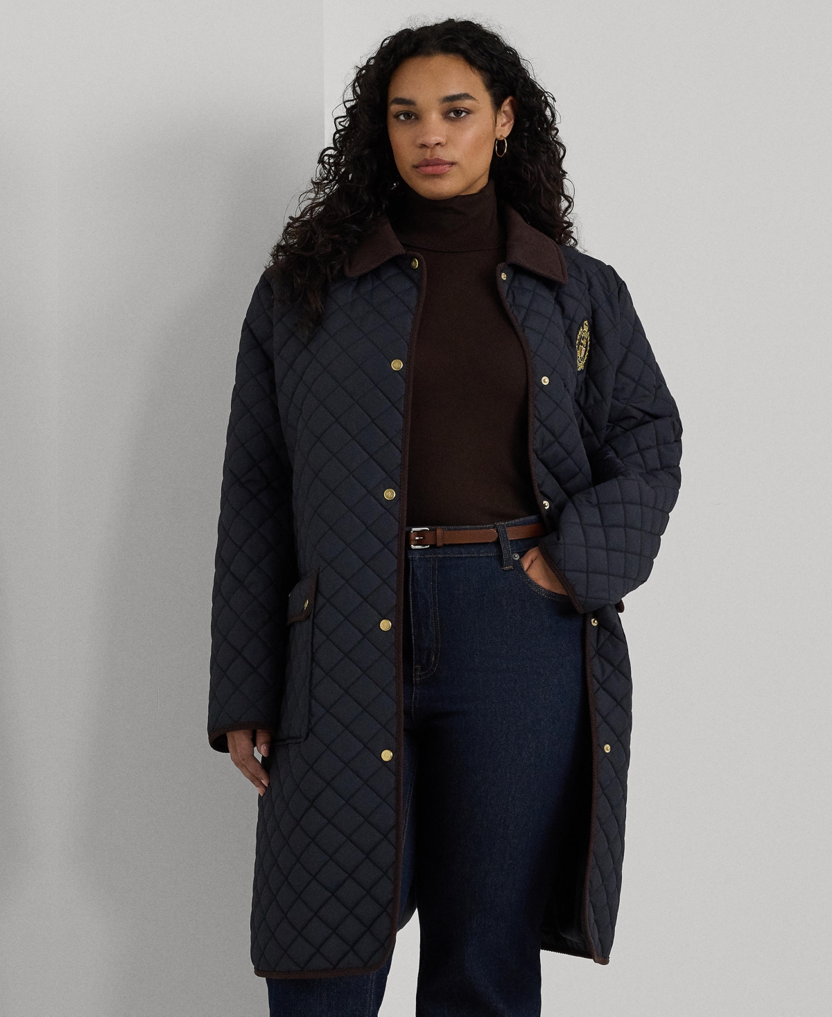 Lauren Ralph Lauren Plus Size Collared Quilted Coat