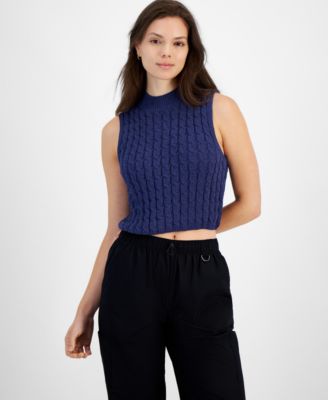 Cable Knit Mock Neck Sleeveless Top main image 0