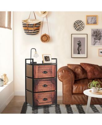 Industrial 3-Layers Fabric Dresser with Fabric Drawers and Steel Frame