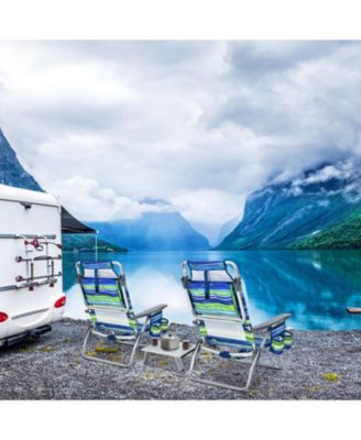 2 Packs 5-Position Outdoor Folding Backpack Beach Table Chair Reclining Chair Set