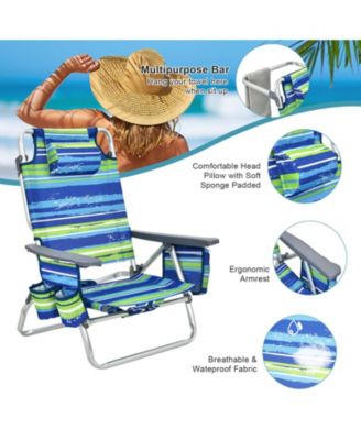 2 Packs 5-Position Outdoor Folding Backpack Beach Table Chair Reclining Chair Set