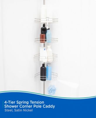 4-Tier Spring Tension Razor Holder Shower Corner Pole Caddy