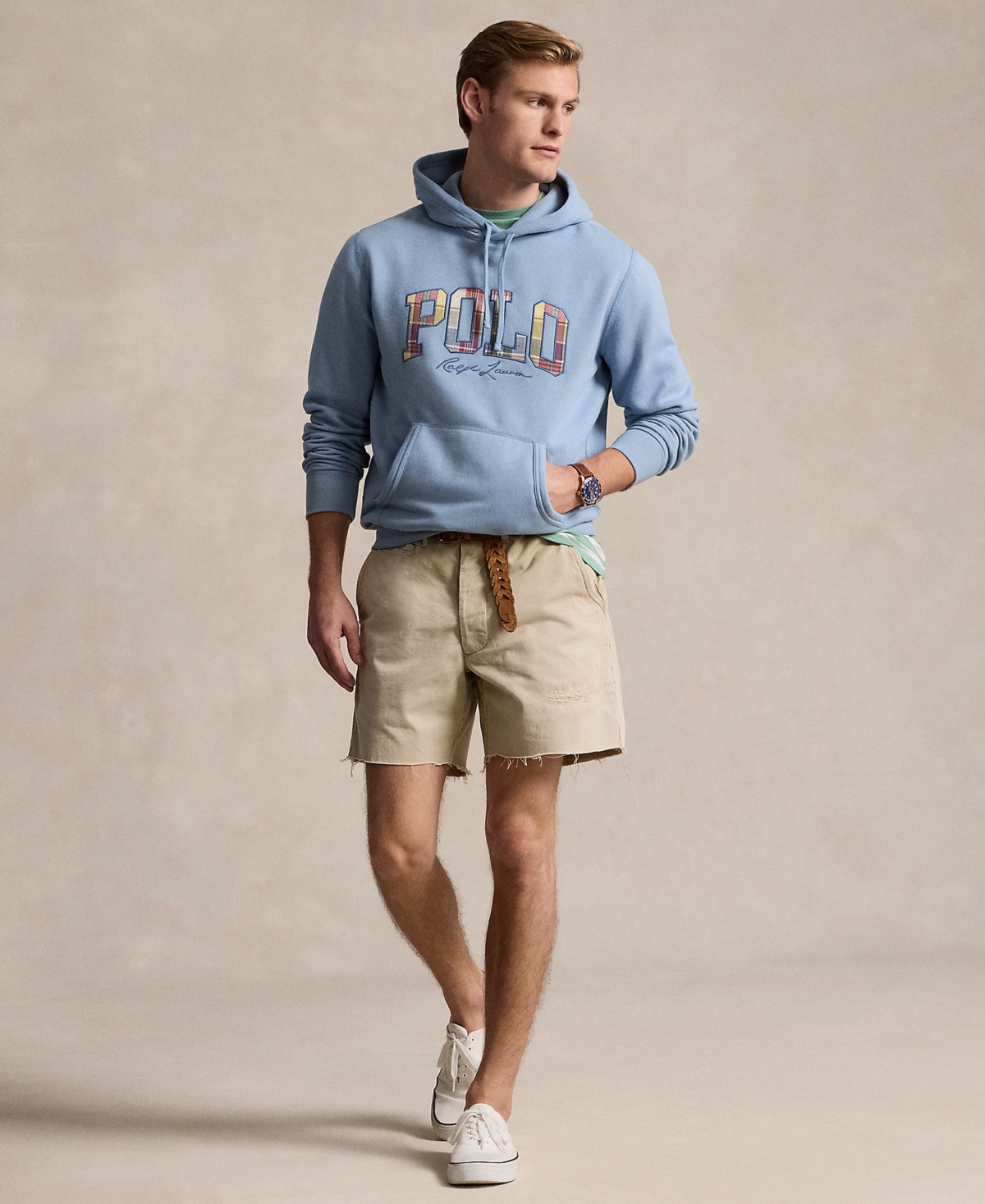 Polo Ralph Lauren Men's The Rl Fleece Plaid-Logo Hoodie