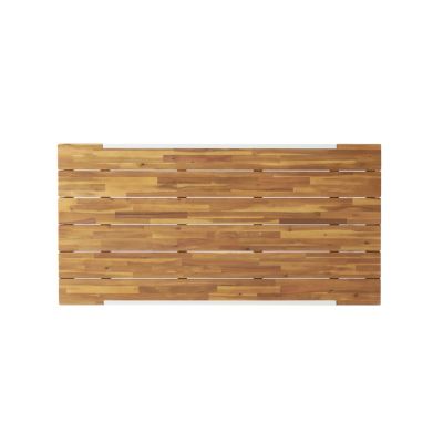 Streamdale Minimalist Chic Acacia Wood Slat Panel Dining Table