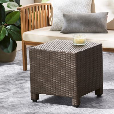 Streamdale Modern Woven Outdoor Side Table for Patio or Deck