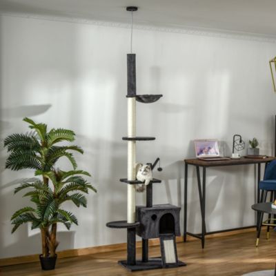 PawHut Adjustable Height Cat Tree with Multiple Activities and Scratching Posts