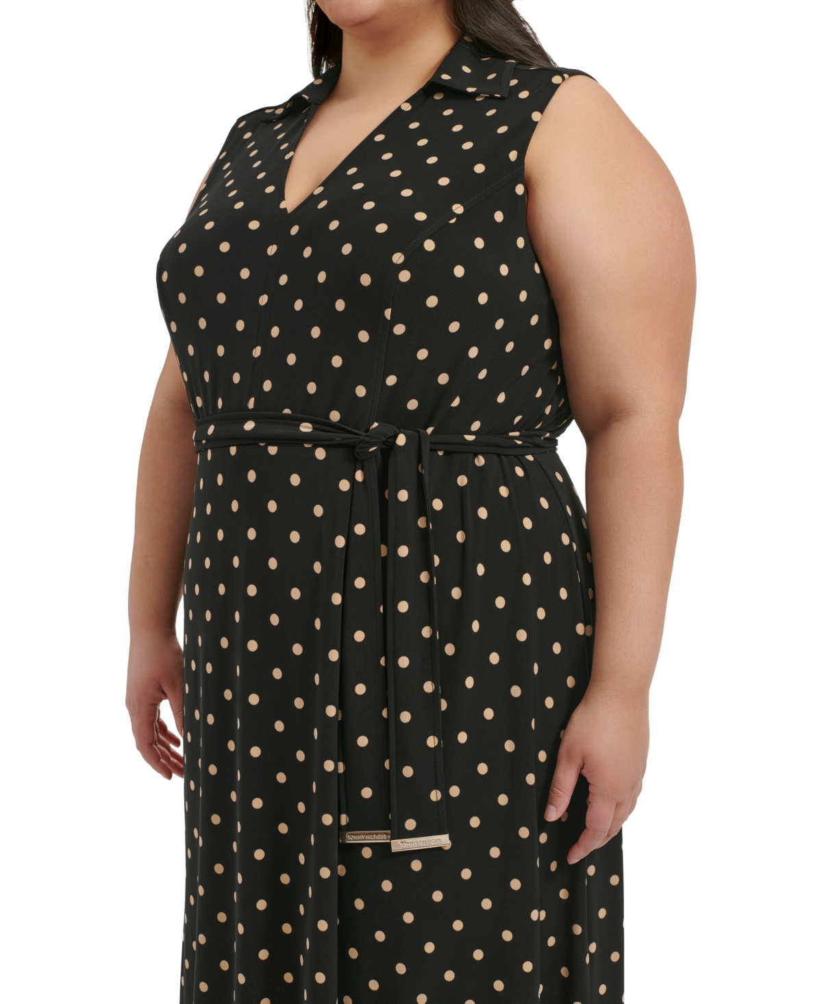 Tommy Hilfiger Plus Size Classic Dot Print Jersey Midi Dress -gins