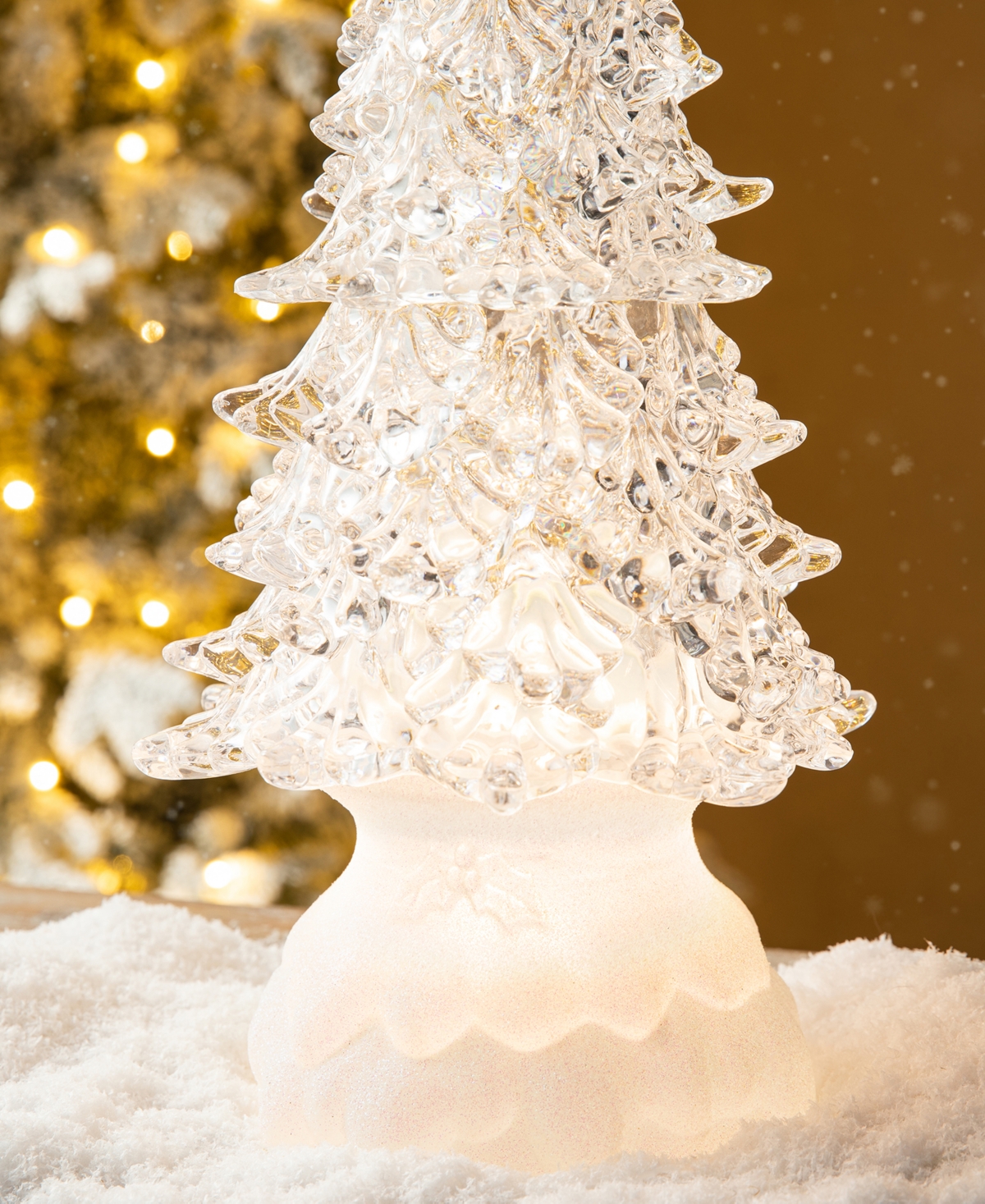 Glitzhome 18.5"h Christmas Lighted Acrylic Rotating Table Tree In Multi