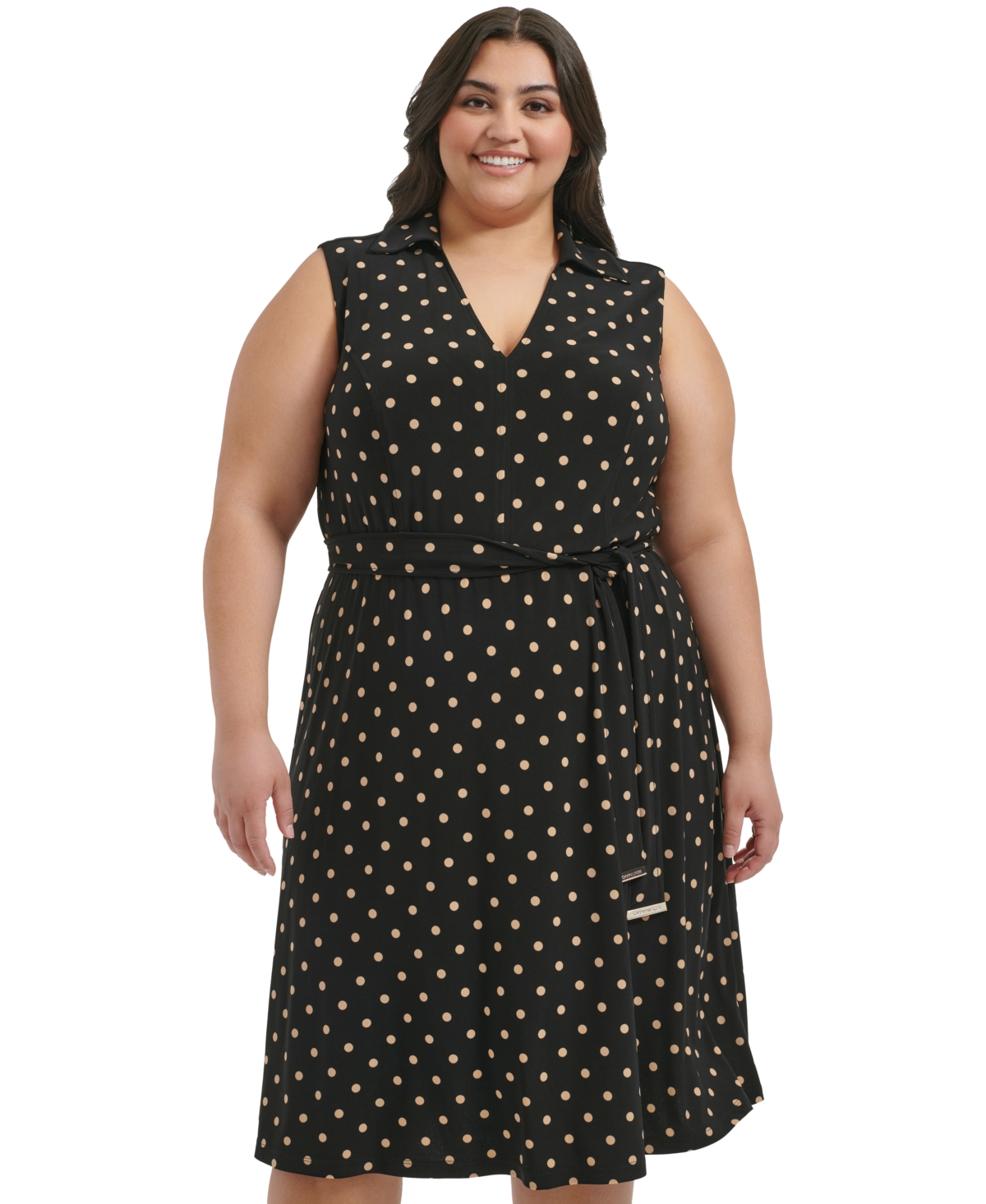 Tommy Hilfiger Plus Size Classic Dot Print Jersey Midi Dress -gins