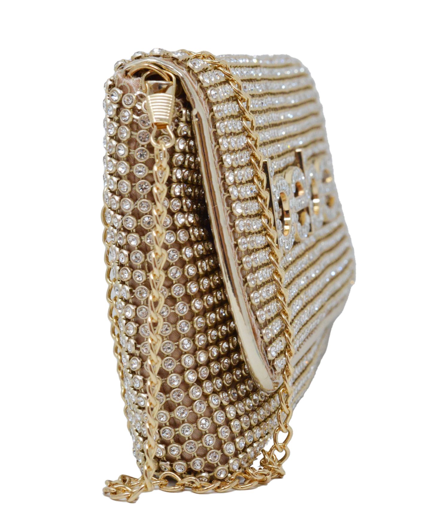 Женский клатч Bebe Zaza Flap Clutch, цвет: Золотой / Белый — фото 2