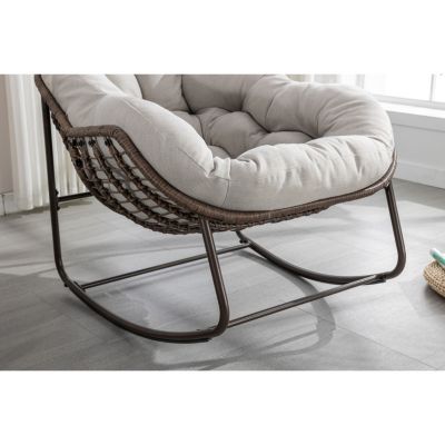 Streamdale Outdoor Rattan Rocking Chair with Padded Cushion