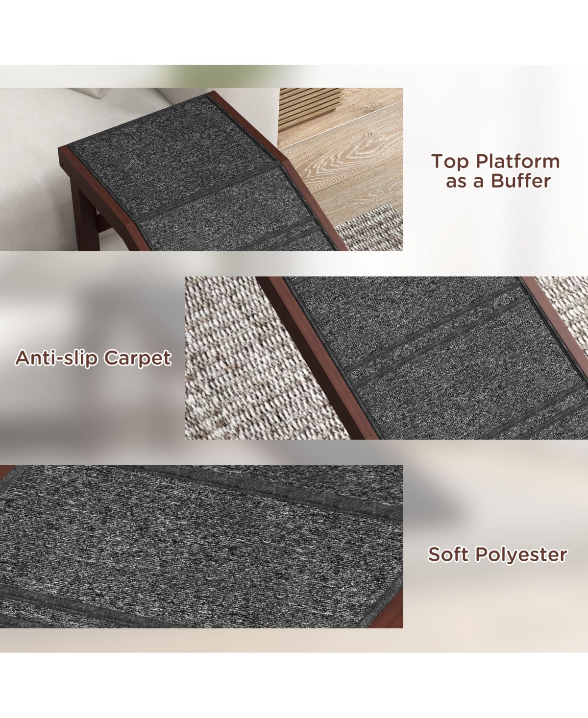 Streamdale Furniture Premium Carpet Pet Ramp - Easy Access for Cats, Dogs, and Puppies