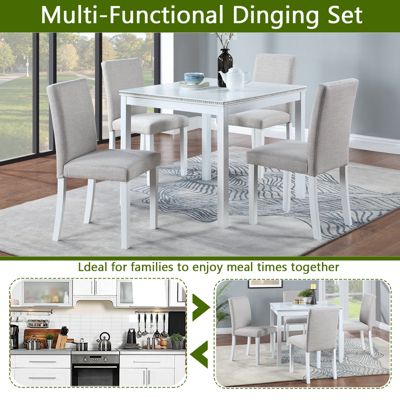 Luxurious Wooden Dining Set with Crystals & Upholstery