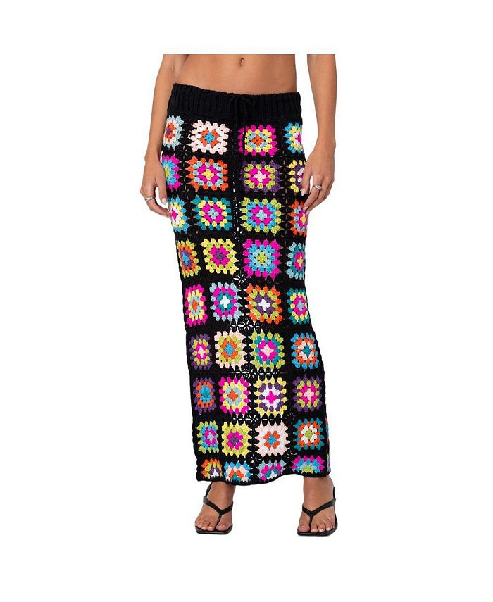 Edikted Women's Patchwork Crochet Maxi Skirt - Macy's
