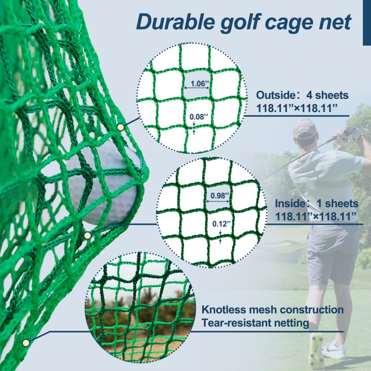 Streamdale Furniture 10X10X10FT Golf Practice Net Cage w/ Metal Frame Hitting Net Kit Indoor Outdoor