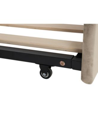 Twin Size Upholstered Daybed with Trundle and USB Charging Design, Velvet Upholstered Daybed Frame, Twin Sofa Bed for Living Room Bedroom, No Box Spring Needed, Plush velvet fabric LIGHT BEIGE 2#